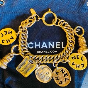 Vintage Chanel Logo Charm Bracelet